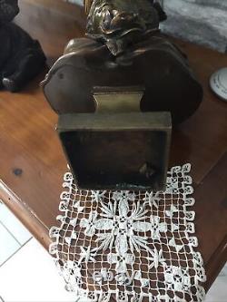 Sculpture, Bronze, buste femme, Art nouveau, Haut 35 Cm Attribué À AIZELIN E