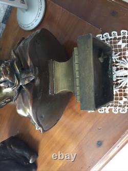 Sculpture, Bronze, buste femme, Art nouveau, Haut 35 Cm Attribué À AIZELIN E