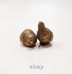 Sculpture Bronze de Vienne signé GESCHÜTZT XIXe Couple de Cailles Oiseaux