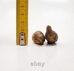 Sculpture Bronze de Vienne signé GESCHÜTZT XIXe Couple de Cailles Oiseaux