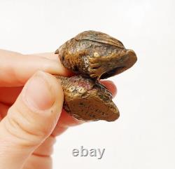 Sculpture Bronze de Vienne signé GESCHÜTZT XIXe Couple de Cailles Oiseaux