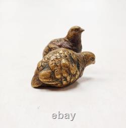 Sculpture Bronze de Vienne signé GESCHÜTZT XIXe Couple de Cailles Oiseaux