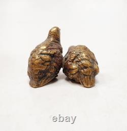 Sculpture Bronze de Vienne signé GESCHÜTZT XIXe Couple de Cailles Oiseaux