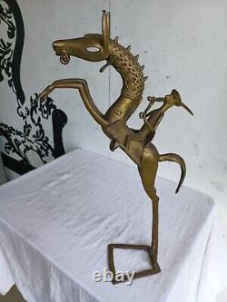 Sculpture CAVALIER en BRONZE XXe MOSSI Afrique Afrcain Statue Art Cheval MAG