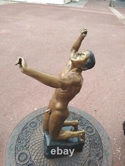 Sculpture D Homme Nue En Bronze Art Contemporain 20 Eme Hauteur 57 CM