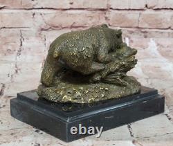 Sculpture D'Ours Et De Ourson Barye Figurine D'Art En Bronze Signée De Faune