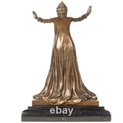 Sculpture Danseuse en bronze Art Déco sur unmarbre noir d'après Demetre Chiparus