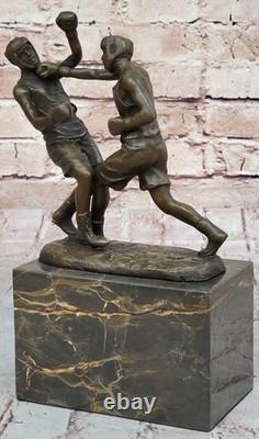 Sculpture De Bronze Art Déco Sport Boxer Bookend Figure Maison