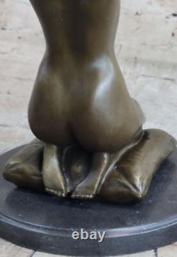 Sculpture Décor Nu Ouest Signée Statue Femme Nue Bronze Marbre Art