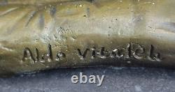 Sculpture Décor Nu Ouest Signée Statue Femme Nue Bronze Marbre Art