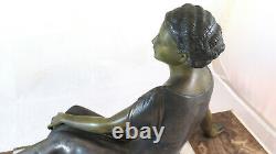 Sculpture En Bronze Art Déco Antique Signé Uriano Ugo Cipriani Femme BM4