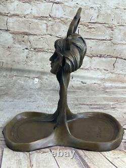 Sculpture En Bronze Art Déco De Bureau Nouveau Métal Femme Bijoux Plat Figurine
