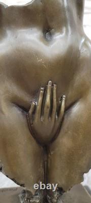 Sculpture En Bronze Art Déco Édition Limitée Femme Nue Torse Érotique Et Main