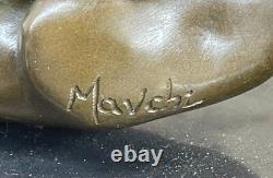 Sculpture En Bronze Art Déco Figurine De Femme Nue Rêvant Signée