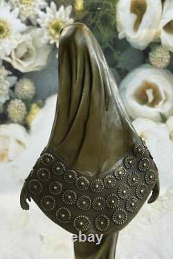 Sculpture En Bronze Art Déco Fille Dansante Arabe Signée Mavchi Vente NR