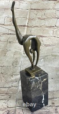 Sculpture En Bronze D'Art Ballerine Abstraite Signée Lopez Figurine Statue