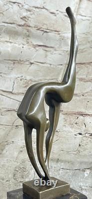 Sculpture En Bronze D'Art Ballerine Abstraite Signée Lopez Figurine Statue