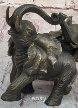 Sculpture En Bronze D'Art En Marbre D'Éléphant Safari Statue Figurine Animal