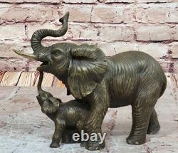 Sculpture En Bronze D'Éléphant Art Déco Figure Animale Statue Décor Cadeau Art