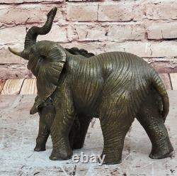 Sculpture En Bronze D'Éléphant Art Déco Figure Animale Statue Décor Cadeau Art