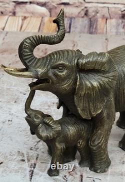 Sculpture En Bronze D'Éléphant Art Déco Figure Animale Statue Décor Cadeau Art