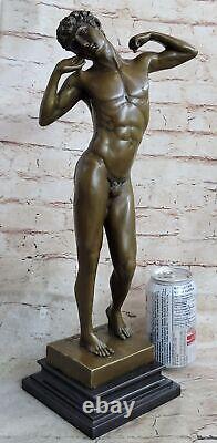 Sculpture En Bronze D'Un Homme Musclé Nu Figurine Art Déco Artiste Célèbre Décor