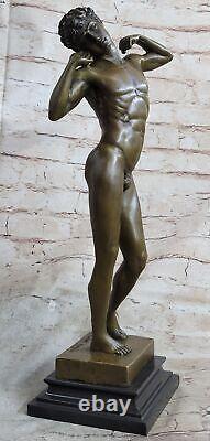 Sculpture En Bronze D'Un Homme Musclé Nu Figurine Art Déco Artiste Célèbre Décor