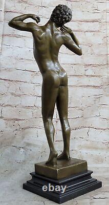 Sculpture En Bronze D'Un Homme Musclé Nu Figurine Art Déco Artiste Célèbre Décor