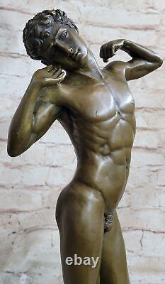 Sculpture En Bronze D'Un Homme Musclé Nu Figurine Art Déco Artiste Célèbre Décor