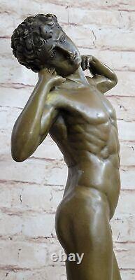 Sculpture En Bronze D'Un Homme Musclé Nu Figurine Art Déco Artiste Célèbre Décor