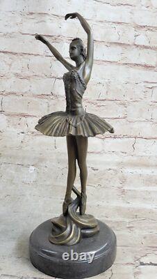 Sculpture En Bronze D'Une Prima Ballerine Danseuse Signée Figurine Art Déco