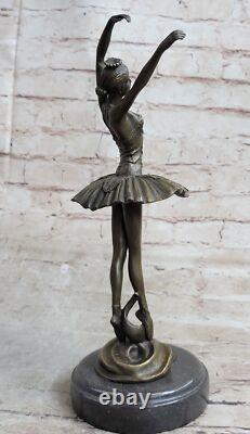 Sculpture En Bronze D'Une Prima Ballerine Danseuse Signée Figurine Art Déco
