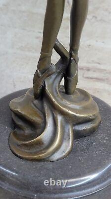 Sculpture En Bronze D'Une Prima Ballerine Danseuse Signée Figurine Art Déco
