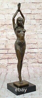 Sculpture En Bronze De Danseuse Chiparus Signée Art Déco En Marbre Figurine