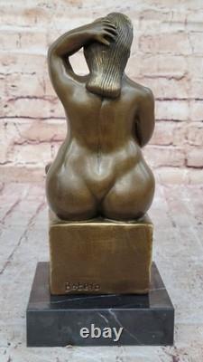 Sculpture En Bronze De Femme Nue Abstraite Courbée Signée Botero Figurine Art