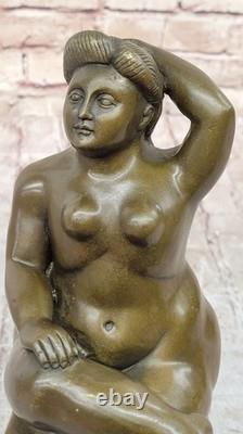 Sculpture En Bronze De Femme Nue Abstraite Courbée Signée Botero Figurine Art