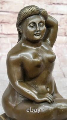 Sculpture En Bronze De Femme Nue Abstraite Courbée Signée Botero Figurine Art