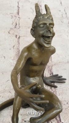 Sculpture En Bronze De Satyr Masculin Nu Par Milo En Fonte Art Nouveau