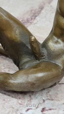 Sculpture En Bronze De Satyr Masculin Nu Par Milo En Fonte Art Nouveau
