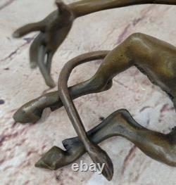 Sculpture En Bronze De Satyr Masculin Nu Par Milo En Fonte Art Nouveau