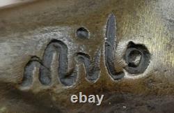 Sculpture En Bronze De Satyr Masculin Nu Par Milo En Fonte Art Nouveau