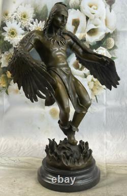 Sculpture En Bronze Fait Main Vente Art Guerrier Indien Américain Milo Signé