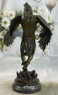 Sculpture En Bronze Fait Main Vente Art Guerrier Indien Américain Milo Signé