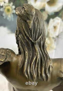Sculpture En Bronze Fait Main Vente Art Guerrier Indien Américain Milo Signé