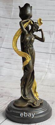 Sculpture En Bronze Figure Femme Buste Doré Patine Art Nouveau Victorien Statue