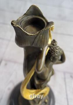 Sculpture En Bronze Figure Femme Buste Doré Patine Art Nouveau Victorien Statue