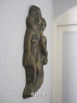 Sculpture En Bronze Personnages Bas Relief 6 Kg/art Brut/cabinet De Curiosites