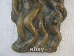 Sculpture En Bronze Personnages Bas Relief 6 Kg/art Brut/cabinet De Curiosites