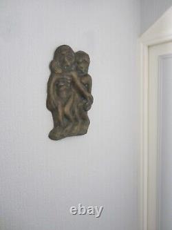 Sculpture En Bronze Personnages Bas Relief 6 Kg/art Brut/cabinet De Curiosites