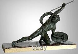 Sculpture En Bronze Signée Salvator. Melanie Le Gladiateur Époque Art Deco